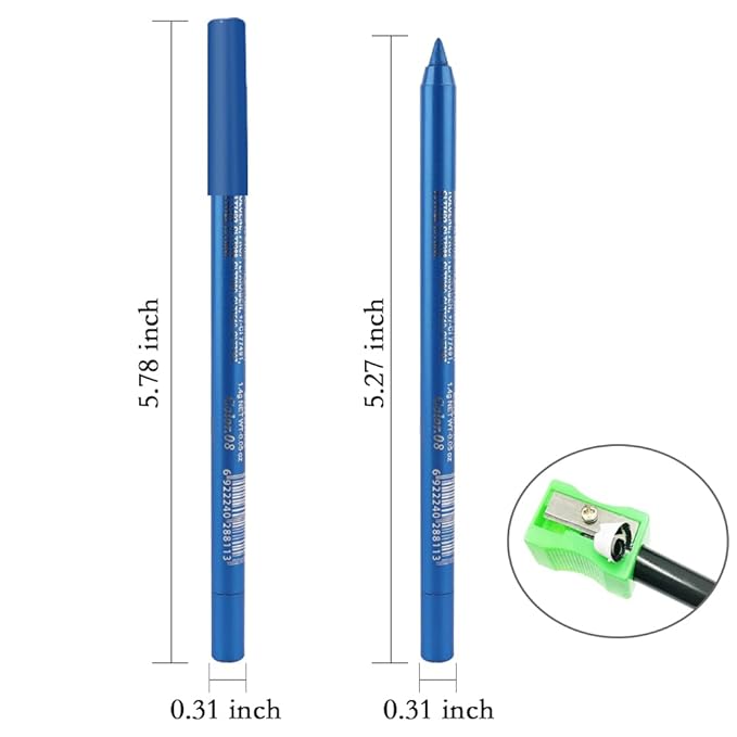 evpct Deep Sea Blue Gel Eyeliner Pencil for Women Waterline Waterproof Smudge Proof Eye Makeup Liners, Blue Mascara Eye Liner Gel Liner Eyeliner with Sharpener delineador de ojos contra el agua 08