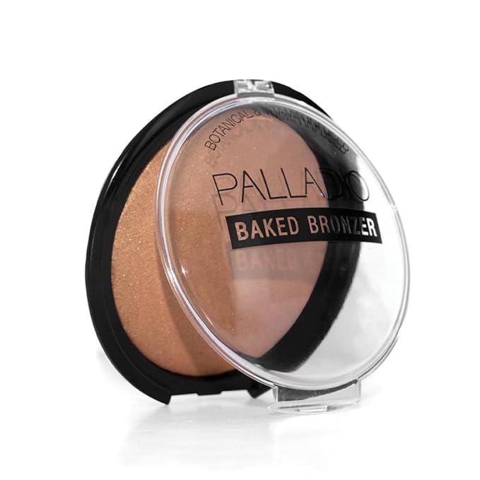 Palladio Baked Bronzer, Highly Pigmented and Easy to Blend, Shimmery Bronzed Glow, Use Dry or Wet, Lasts all day long, Provides Rich Tanning Color Finish, Powder Compact, Caribbean Tan-VivaGrace Women
