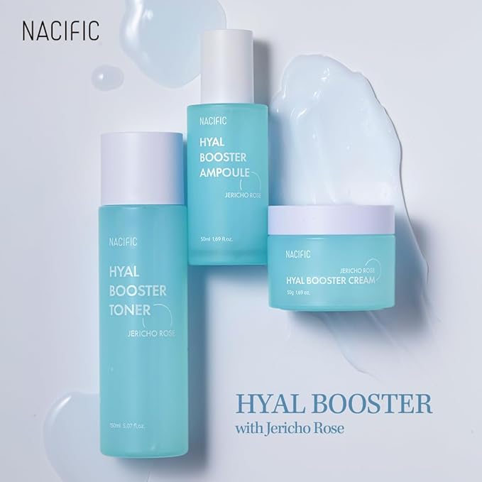 NACIFIC Hyal Booster Hydrating Set Toner 150ml 5.07fl.oz, Ampoule 50ml 1.69fl.oz, Cream 50ml 1.69fl.oz Hyaluronic Acid hydration and calming, ph5.5, Sensitive Skin-VivaGrace Women