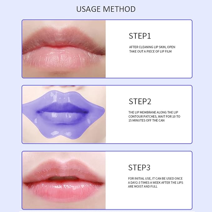 20Pcs Moisturizing Lip Mask, Lip Sleep Mask Reduces Lip Lines and Restores Moisture, Lip Mask Effectively Nourishes the Lip Skin, Gel Treatment Lip Masks Plumping Lips Mask Lip Care Products (Purple)-VivaGrace Women