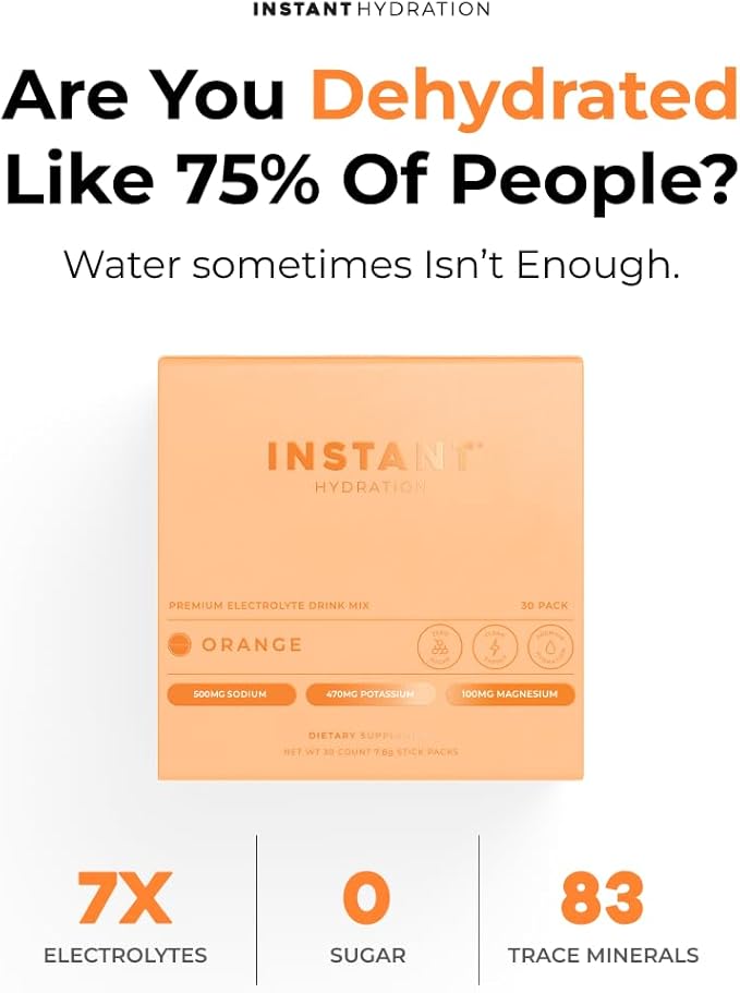 Instant Hydration Electrolytes Powder Packets - Citrus Orange Drink Mix - Zero Sugar - Keto, Vegan, Gluten-Free, Non-GMO - Boost Recovery, Brain Health, Muscle & Tissue Support- 30 Sticks-VivaGrace Women