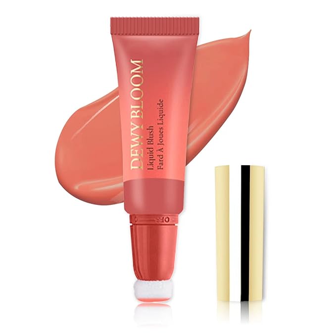 Blush Beauty Wand, Liquid Face Blush Contour Wand with Cushion Applicator, Smooth Cream Blush Wand Natural Matte Finish, Lightweight Blendable Blush Stick Makeup for Cheek,102 Coral-VivaGrace Women
