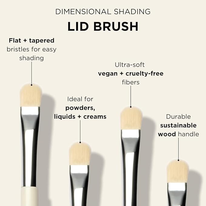 HALEYS Lid Eyeshadow Brush, Medium Flat Tapered Brush, Easy Blending and Shading for Building Eyeshadow Color, High-end Synthetic Bristles, Multi-tasking, for Cream and Powder Makeup, Vegan + CF-VivaGrace Women