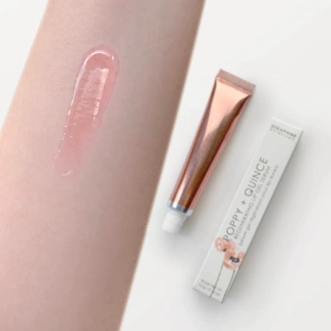 Seraphine Botanicals Poppy + Quince Regenerating Lip Gel Serum Repair Dry, Chapped Lips Instant Hydration Restorative Lip Mask, Repairs, Moisturizes, Plumps Lips Aloe Vera, Witch Hazel Extracts 13g-VivaGrace Women