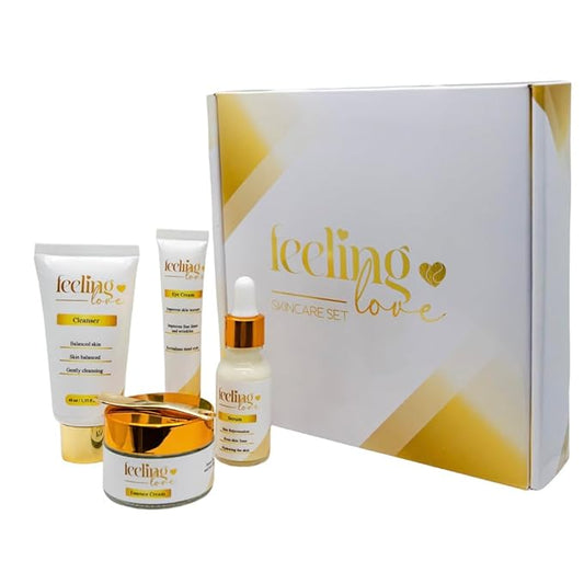 Introducing our exclusive Skincare Set: Cleanser, Serum, Essence Cream, and Eye Cream - Experience the Ultimate 4-Step Natural Beauty Routine for Achieving Radiant, Glowing Skin.-VivaGrace Women