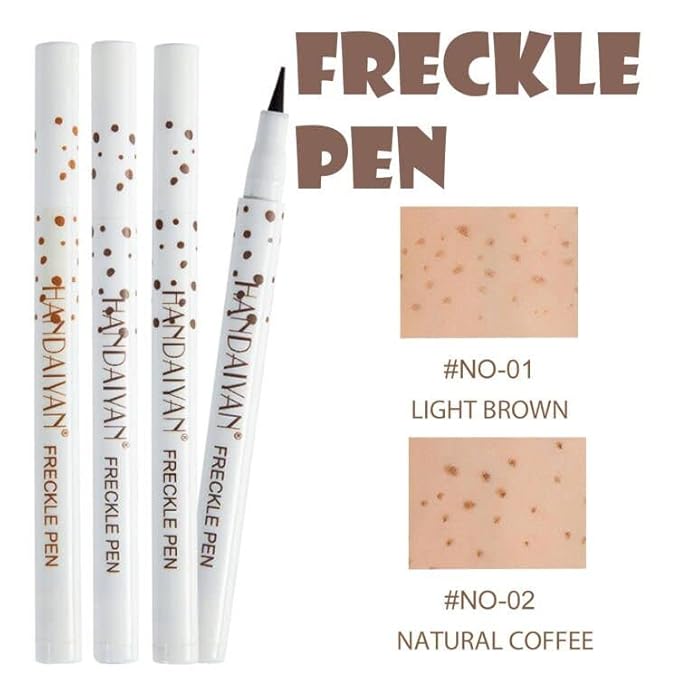 Freckle Pen 2 Colors, Natural Lifelike Freckle Makeup Pen Magic Freckle Color,Waterproof Longlasting Soft Dot Sopt Pen,for Natural Effortless Sunkissed Makeup-Light Brown&Natural Coffee-VivaGrace Women