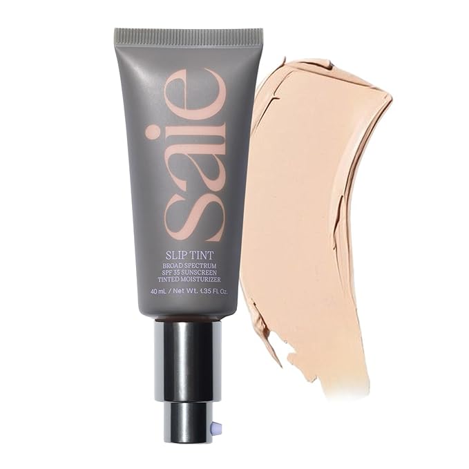 Saie Slip Tint Tinted Moisturizer with SPF 35 - Light Coverage, Glowy Skin Tint & Mineral Sunscreen for Face with Hydrating Hyaluronic Acid - Summer Makeup Essential - Shade Two (1.35 oz)-VivaGrace Women