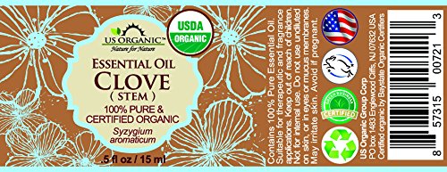 US Organic 100% Pure Clove Stem Essential Oil - USDA Certified Organic, Steam Distilled (15 ml)-VivaGrace Women