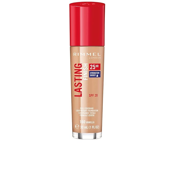 Rimmel London Lasting Finish 25HR - 160 Vanilla - Foundation, 25-Hour Wear, Full Coverage, Waterproof, 1oz-VivaGrace Women