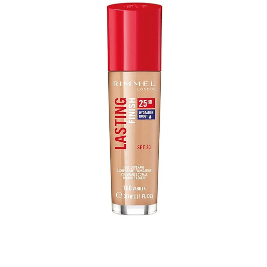 Rimmel London Lasting Finish 25HR - 160 Vanilla - Foundation, 25-Hour Wear, Full Coverage, Waterproof, 1oz-VivaGrace Women