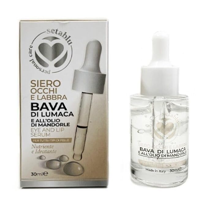 Siero Occhi e Labbra ala Bava di Lumaca e Olio di Mandorle with Snail Slime and Almond Oil for All Skin Types, 30 ml (Fl Oz 1.0) 1 unit - Made in Italy [italian import].-VivaGrace Women