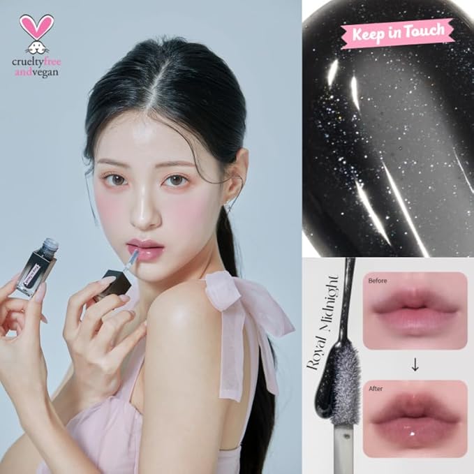 Keep In Touch The Black Plumper Tint | 2X Plumping Effect, Moisturizing Lip Gloss | Vegan and Cruelty-Free Korean Lip Tint (Royal Midnight)-VivaGrace Women