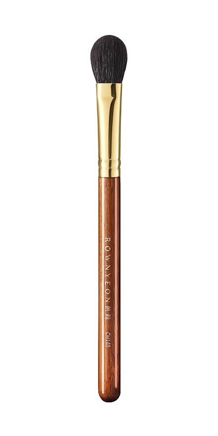 Desert Oak Series Highlighter & Setting Brush - Grade-A Fine LambsGoat Hair for Airbrushed Finish, Multi-Use for Cheeks/Nose/Under-Eyes, Ebana Handle & Brass Ferrule (CM 165)-VivaGrace Women