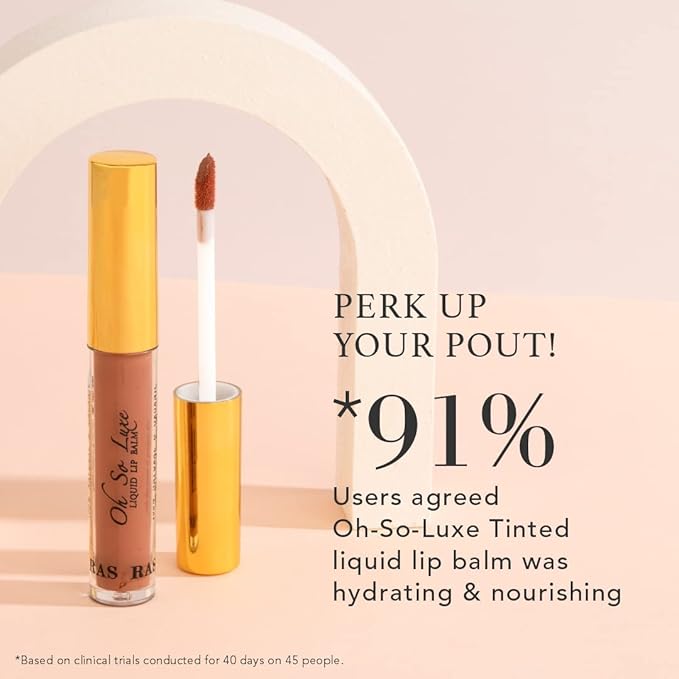 Oh-So-Luxe Liquid Tinted Lip Balm, Hydrating & Nourishing Tinted Lip Oil for dry dark lips, results in Soft & Glowing Lips, Moisturizing, Non-Sticky Brown Shade - 0.10 Fl Oz - RAS LUXURY OILS-VivaGrace Women