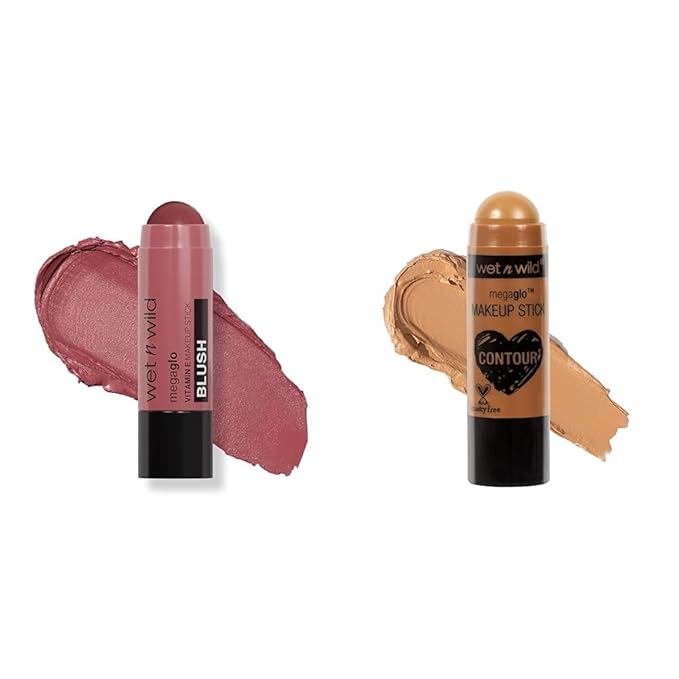 wet n wild Makeup Stick Bundle - Say It Ain't Rose & Brown Oak's On You, Velvety Cream-to-Powder Formula-VivaGrace Women