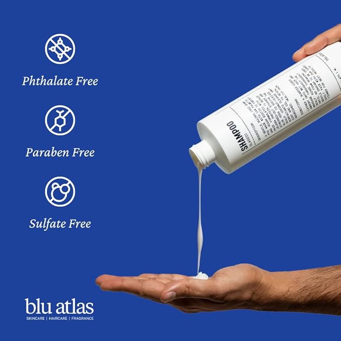 Blu Atlas Men's Natural Shampoo – Organic, Sulfate-Free, Paraben-Free – Deep Cleansing & Hydrating – Classic Scent (Bergamot, Sage, Patchouli) – Made in America– 16 oz-VivaGrace Women