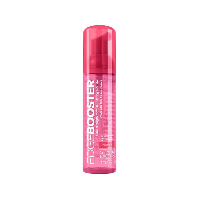 Style Factor EDGE BOOSTER Extra Strength Setting Mousse – Frizz Control, Extra Volume, and Conditioning – 2.5oz Pink Beryl Mousse for Curly Hair-VivaGrace Women