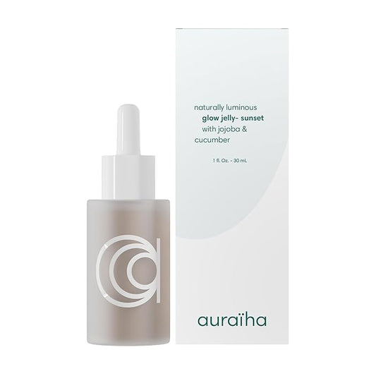 Auraiha Glow Jelly Highlighting Serum - Jojoba & Cucumber Infused Superfood Elixir - Intense Hydration for Radiant, Healthy Glow - Vegan - 1 fl oz (sunset, 1oz)-VivaGrace Women
