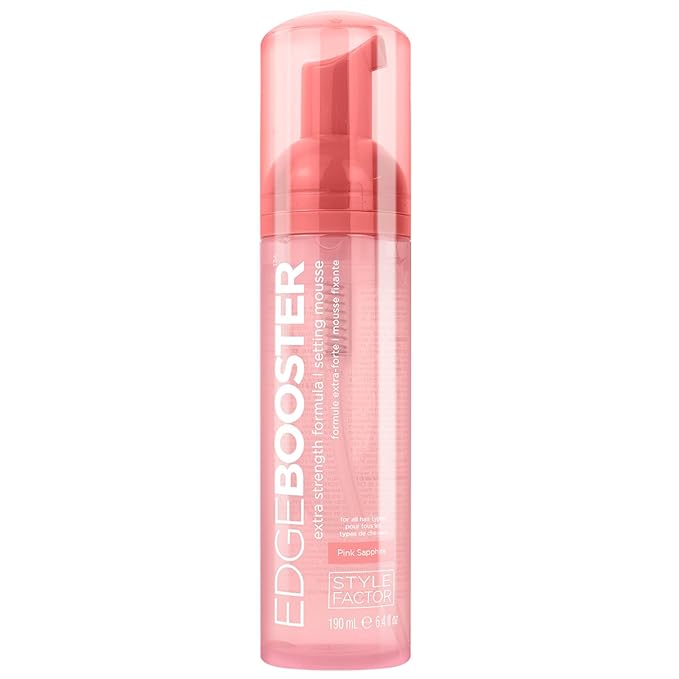 Style Factor EDGE BOOSTER Extra Strength Setting Mousse – Frizz Control, Extra Volume, and Conditioning – 6.4oz Pink Sapphire Mousse for Curly Hair-VivaGrace Women