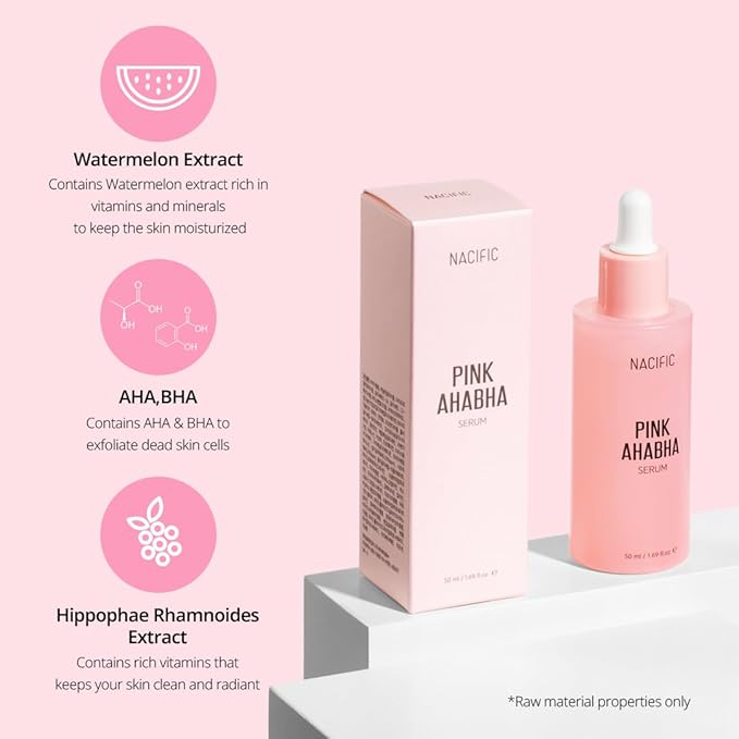 NACIFIC Pink Aha Bha Triple Set (Toner 150ml, Serum 50ml, Cream 50ml) AHA, BHA, Watermelon extract, Glow, Moisturizing, Hyaluronic Acid-VivaGrace Women