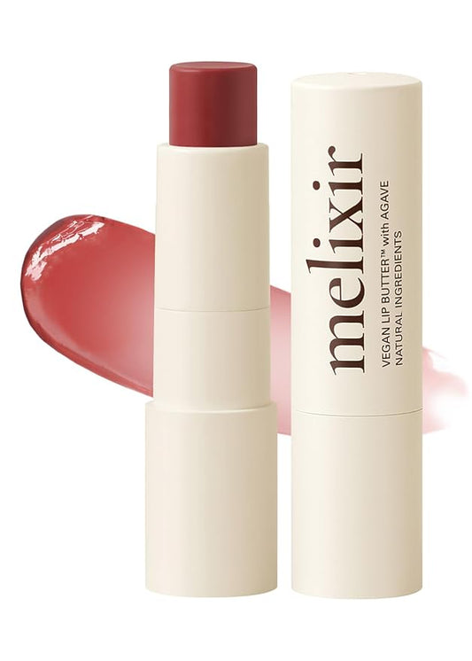 Melixir Vegan Lip Butter #02 Nude Crumble, Hydrating Tinted Lip Balm Stick, Bee-Free, Petrolatum-Free, Plant-Based With Shea Butter, Nourishing Care for Dry, Chapped Lips, Natural Finish-VivaGrace Women