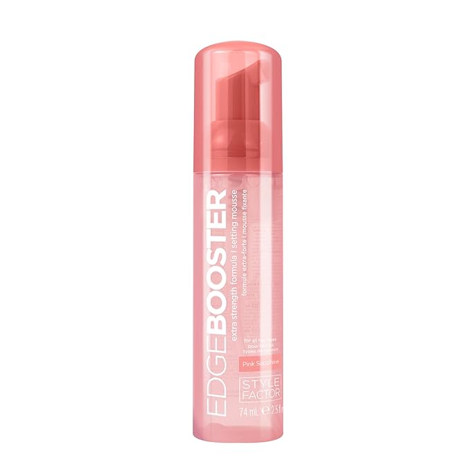 Style Factor EDGE BOOSTER Extra Strength Setting Mousse – Frizz Control, Extra Volume, and Conditioning – 2.5oz Pink Sapphire Mousse for Curly Hair-VivaGrace Women