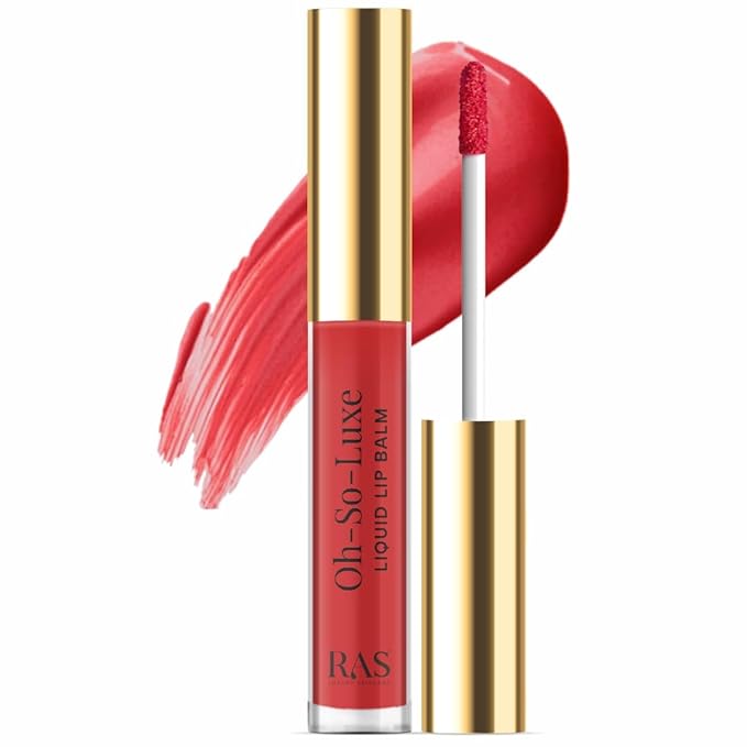 Oh-So-Luxe Liquid Tinted Lip Balm, Hydrating & Nourishing Tinted Lip Oil for dry dark lips, results in Soft & Glowing Lips, Moisturizing, Non-Sticky Berry Red Shade - 0.10 Fl Oz - RAS LUXURY OILS-VivaGrace Women