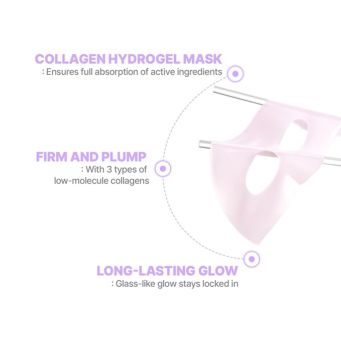 Cell Fusion C Glass Skin Collagen Mask, 1.23 oz. x 5 Sheets, Overnight Hydrogel Mask with Triple Collagen & Niacinamide, Hydrating and Plumping, Korean Skincare-VivaGrace Women