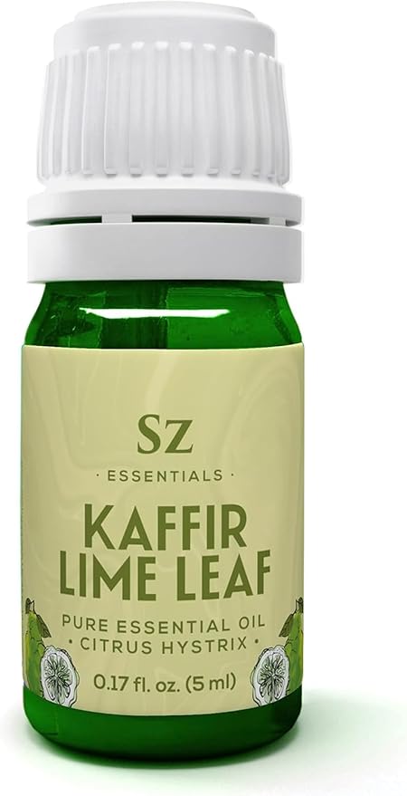 Kaffir Lime Leaf Essential Oil -100% Pure and Undiluted - Extracted from Citrus Hystrix Leaves - Earthy & Citrusy Scent with Fruity Overtones - Therapeutic Grade & Vegan - 0.17oz (5ml)-VivaGrace Women