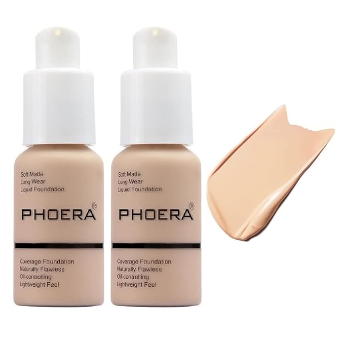 2 Pack PHOERA Foundation, Flawless Soft Matte Liquid Foundation Makeup for Women.(102# Nude)-VivaGrace Women