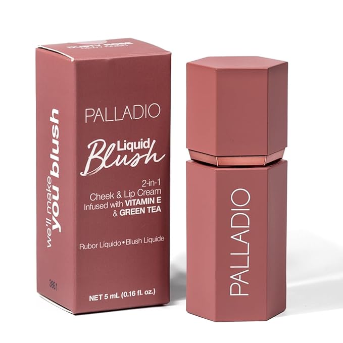 Palladio Liquid Blush for Cheeks & Lips 2-in-1 Makeup Face Blush, Weightless Cream Formula, Smudge Proof Long-Wearing Pigmented Blush, Natural Look Makeup Face Blushes, Dewy Finish, Dusty Rose-VivaGrace Women