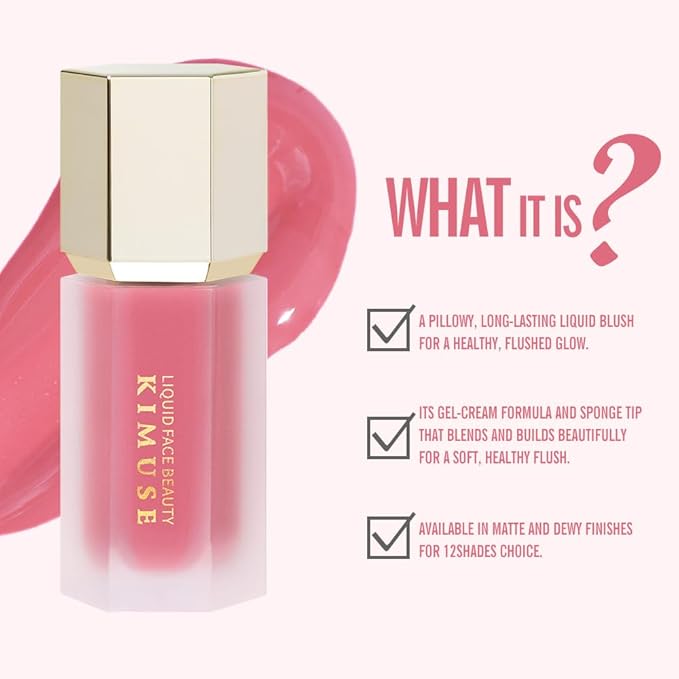 KIMUSE Soft Cream Blush Makeup, Liquid Blush for Cheeks, Weightless, Long-Wearing, Smudge Proof, Natural-Looking, Dewy Finish-VivaGrace Women