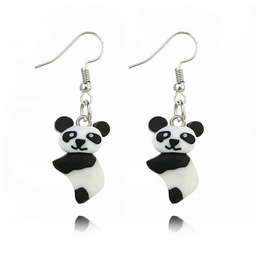 Soft Pottery Panda Earrings Cute Panda Bear Drop Dangle Earrings 3D Animal Earrings Innovative Clay Earrings Jewelry for Women and Teen Girls Gifts-VivaGrace Women