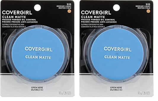 COVERGIRL Clean Matte Pressed Powder Medium Light, 35 Ounce (packaging may vary) (Pack of 2)-VivaGrace Women
