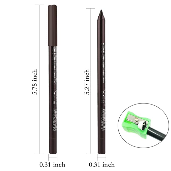 evpct Brown Gel Eyeliner Pencil for Women Waterline Waterproof Smudge Proof Eye Makeup Liners, Brown Mascara Eye Liner Gel Liner Eyeliner with Sharpener delineador de ojos contra el agua 16