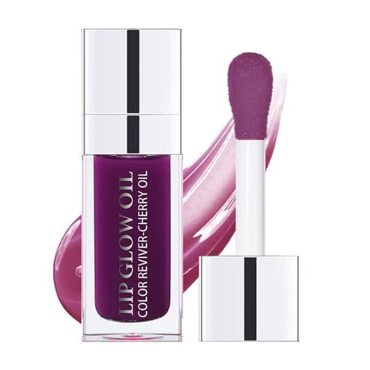 Hydrating Lip Glow Oil, Moisturizing Lip Glow Oil, Nourishing Glossy Transparent Lip Oil, Plumping Lip Oil, Lip Balm, Non-sticky Tinted Toot Lip Balm for Lip Care (PURPLE) 0.2 OZ-VivaGrace Women