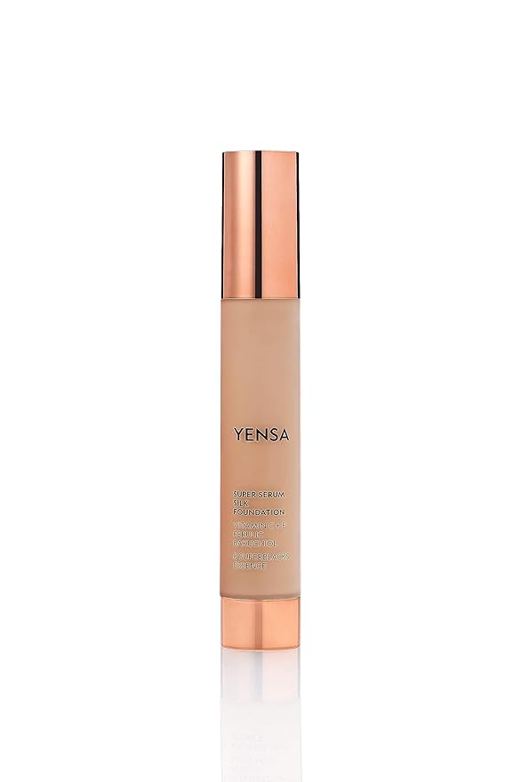 YENSA Serum Foundation Makeup - Super Silk Full Coverage Foundation Enriched with Peptides, Vitamin C & Ferulic Acid to Help Reduce Fine Lines, Wrinkles & Dark Circles - Medium 2 (1 oz)-VivaGrace Women
