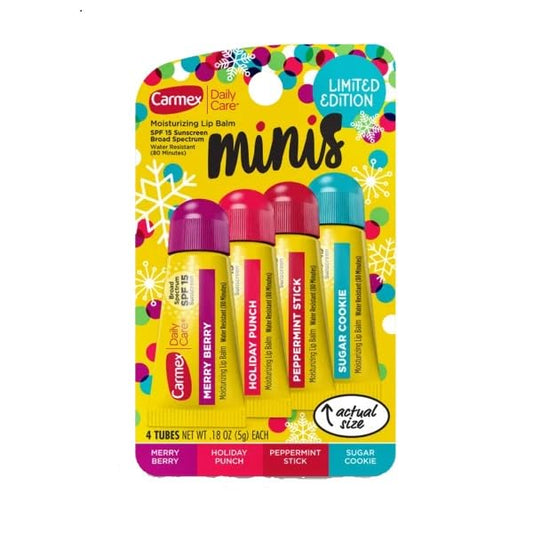 Carmex 4 Mini Tubes Daily Care Moisturizing SPF 15 Soft Lip Balm Limited Edition-VivaGrace Women