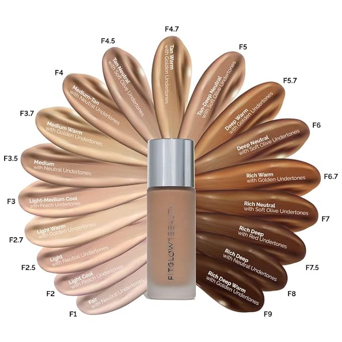 Fitglow Beauty - Natural Foundation+ Photo-Filtering Foundation | Vegan, Woman-Owned Clean Beauty (F4 - Medium Tan, Neutral Undertones)-VivaGrace Women