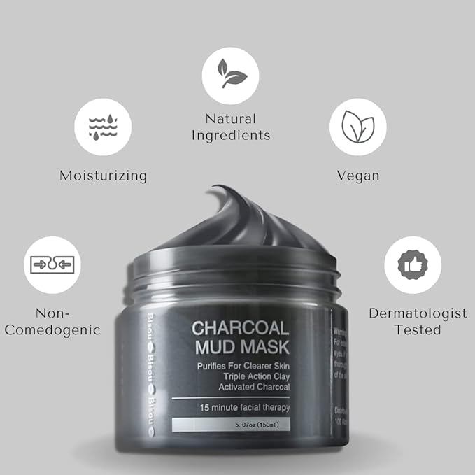 Clay, Dead Sea Mud & Charcoal Gel Face Mask Trio With Applicator, Deep cleansing Clay and Mask Applicator, Facial Therapy PH Balanced Hypo-allergenic-VivaGrace Women