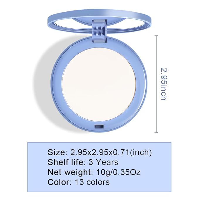 evpct Kaely Oil Control Pressed Face Powder, Get Smooth Flawless Fine Lines and Lightweight Finishing Foundation, Control Shine Long Lasting Waterproof Face Setting Powder Cosmetic, 13 White-VivaGrace Women