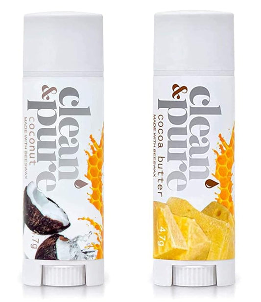 Lip Balm 2-Pack (Coconut & Cocoa Butter) | Lip Care Set With 100% All Natural Beeswax | Vitamin E Oil-VivaGrace Women