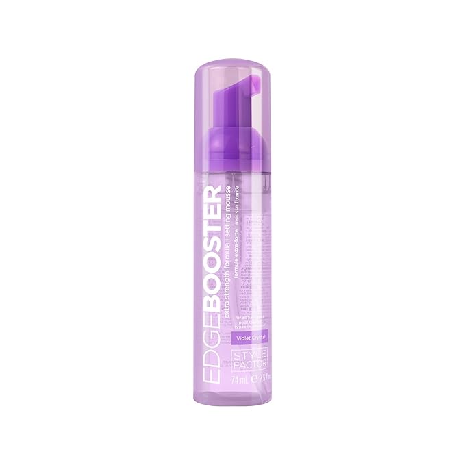 Style Factor EDGE BOOSTER Extra Strength Setting Mousse – Frizz Control, Extra Volume, and Conditioning – 2.5oz Violet Crystal Mousse for Curly Hair-VivaGrace Women