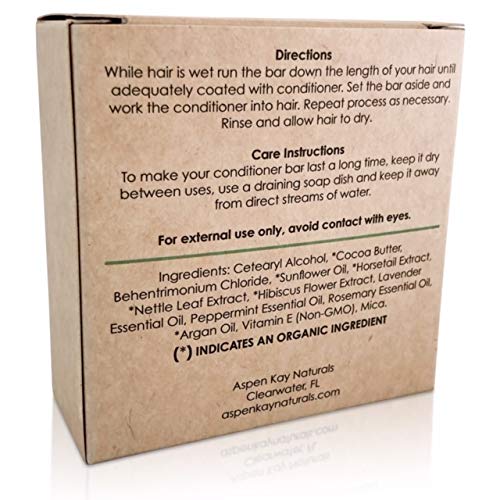 Peppermint & Rosemary Natural Hair Conditioner Bar, Organic, Vegan, Volumizing, Hydrating Argan Oil Conditioner for Curly or Straight Hair, Paraben & Sulfate Free, Made in USA - 2.3 oz.-VivaGrace Women