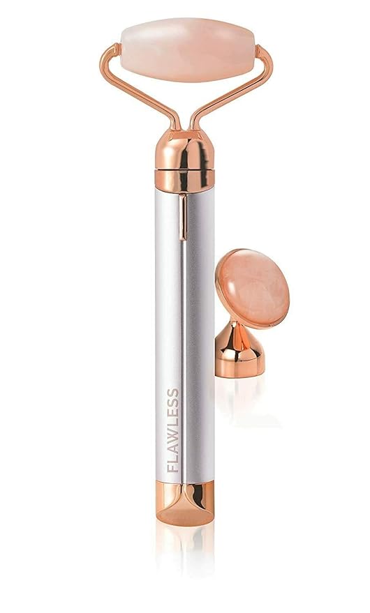 Finishing Touch Flawless Contour Vibrating Facial Roller & Massager, Rose Quartz-VivaGrace Women