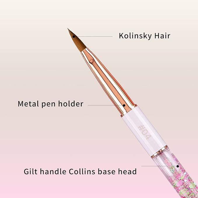 Acrylic Nail Brush Size 4,KEMEISI 100% Pure Kolinsky Nail Art Brushes Sturdy Handle Oval Shaped Acrylic Powder Nail Design Tools for Professional Manicure DIY Home Salon (White)-VivaGrace Women