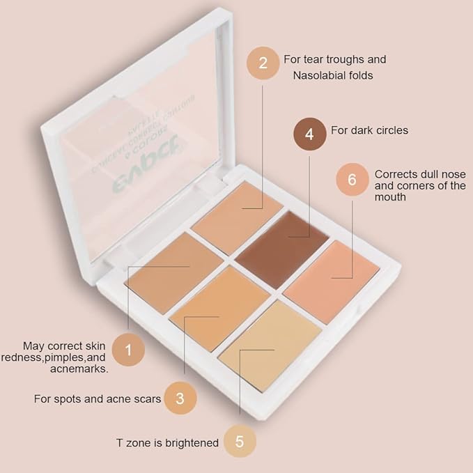 Concealer Cream Makeup Palette Color Corrector,Under Eye Brightener Concealer Dark Circle Concealer Palette,Waterproof Foundation Cream Based Makeup Palette Full Face Contour Kit for Beginners-VivaGrace Women