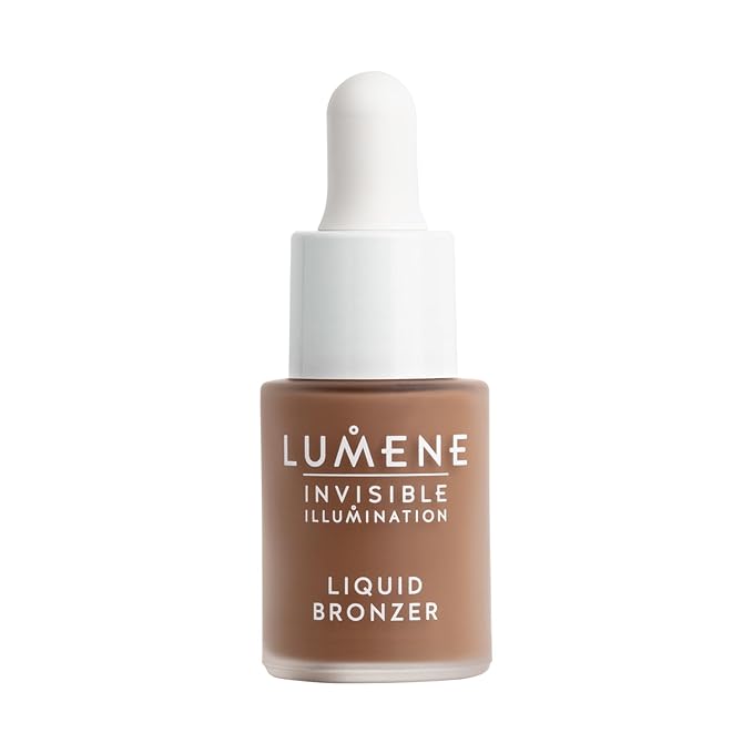 Lumene Invisible Illumination [Kaunis] Liquid Bronzer - Skincare-Infused Bronzing Drops with Buildable Texture - Made with Pearlescent Pigments for a Luminous Complexion - Deep Glow (15ml)-VivaGrace Women
