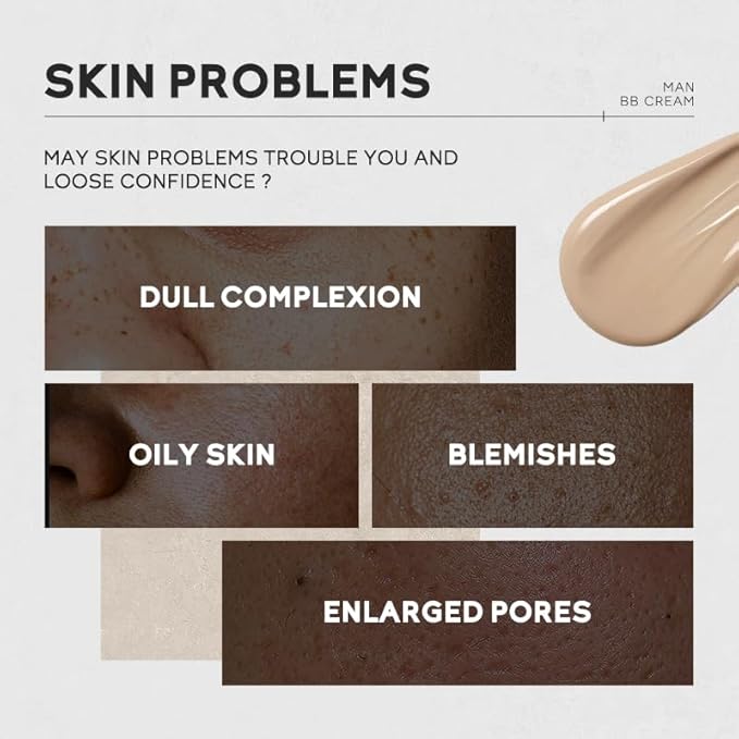 AKARY Hydrating Men BB Cream SPF 15 PA++, Full-Coverage Foundation&Concealer, Mens Face Moisturizer Cream Evens Skin Tone, Oil Control and Cover Flaws, Natural Finish for All Skin Types, Chocolate 420-VivaGrace Women