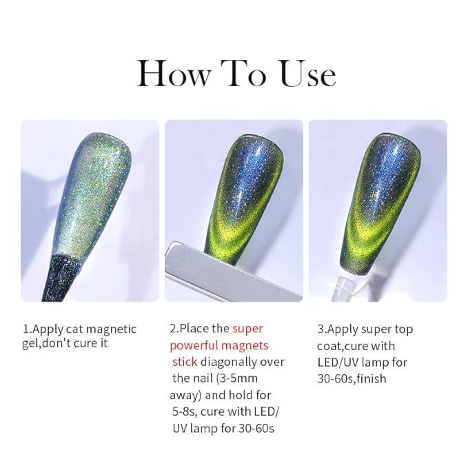 Born Pretty Cat Magnetic Gel Nail Polish 9D Chameleon Holorgraphic Cat Magnetic Eye Gel Polish Glitter Gel Polish Set 6PCS-VivaGrace Women